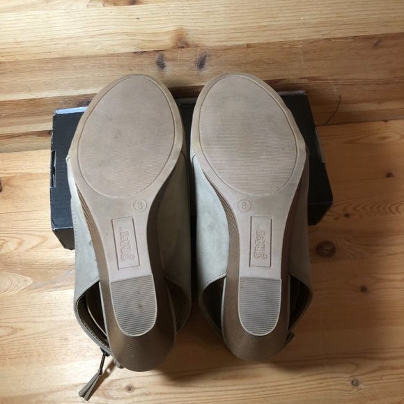 Brash Slingback Wedges- Open Toe Sandals faux suede/leather - Picture 10 of 12